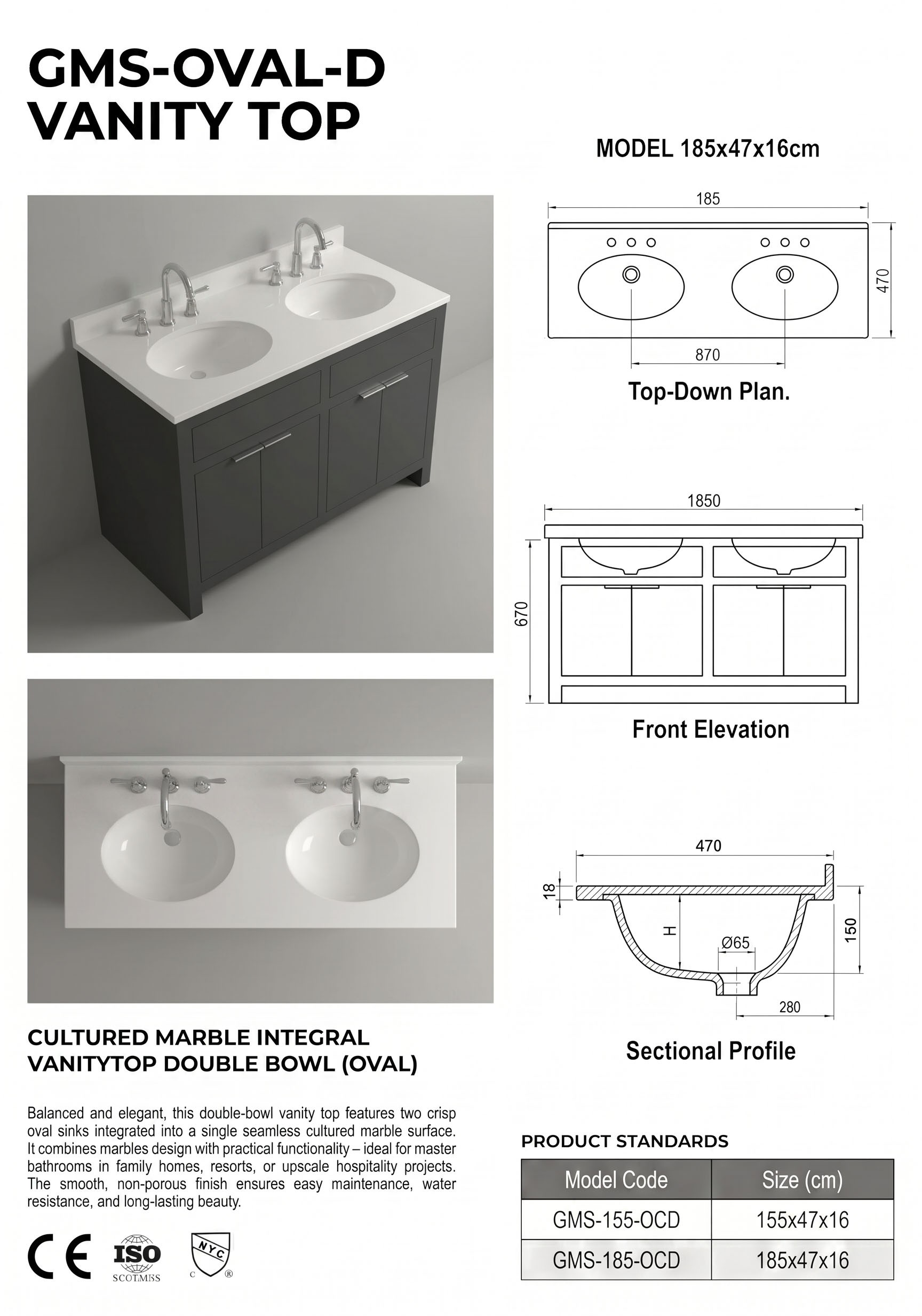 Cultured Marble Vanity Top Manufacturer in Turkey | Maryfass